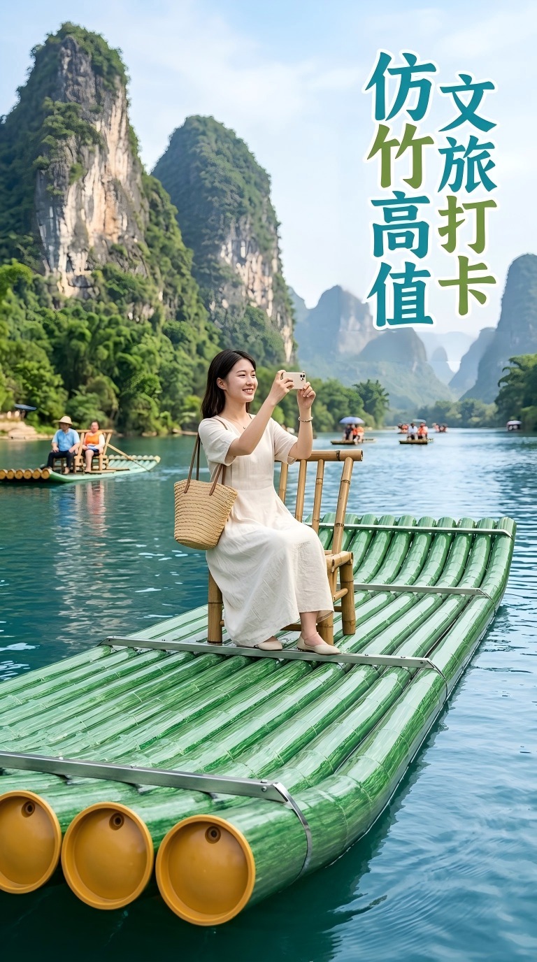 PVC 仿竹观光竹筏 产品详情图8|景区观光载客竹筏