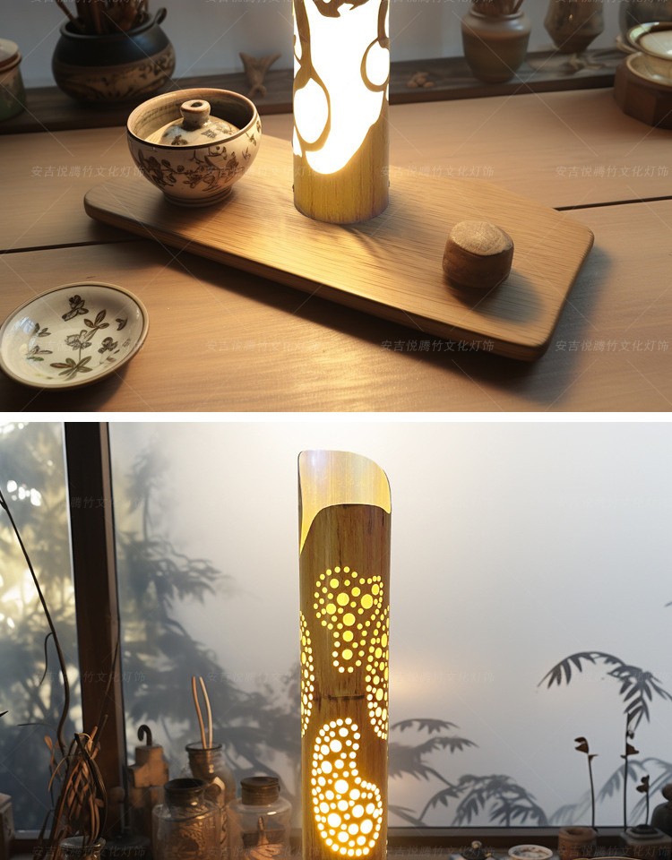日式镂空竹台灯 细节图5|日式镂空竹台灯