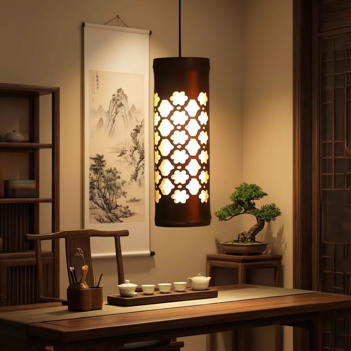 中式竹编氛围吊灯|中式竹编 · 镂空造型 · 室内氛围吊灯