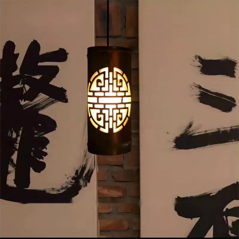 中式竹编氛围吊灯 实拍图