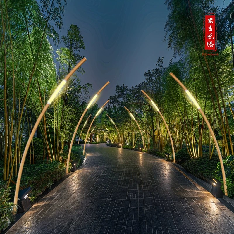 竹子路灯 实拍图