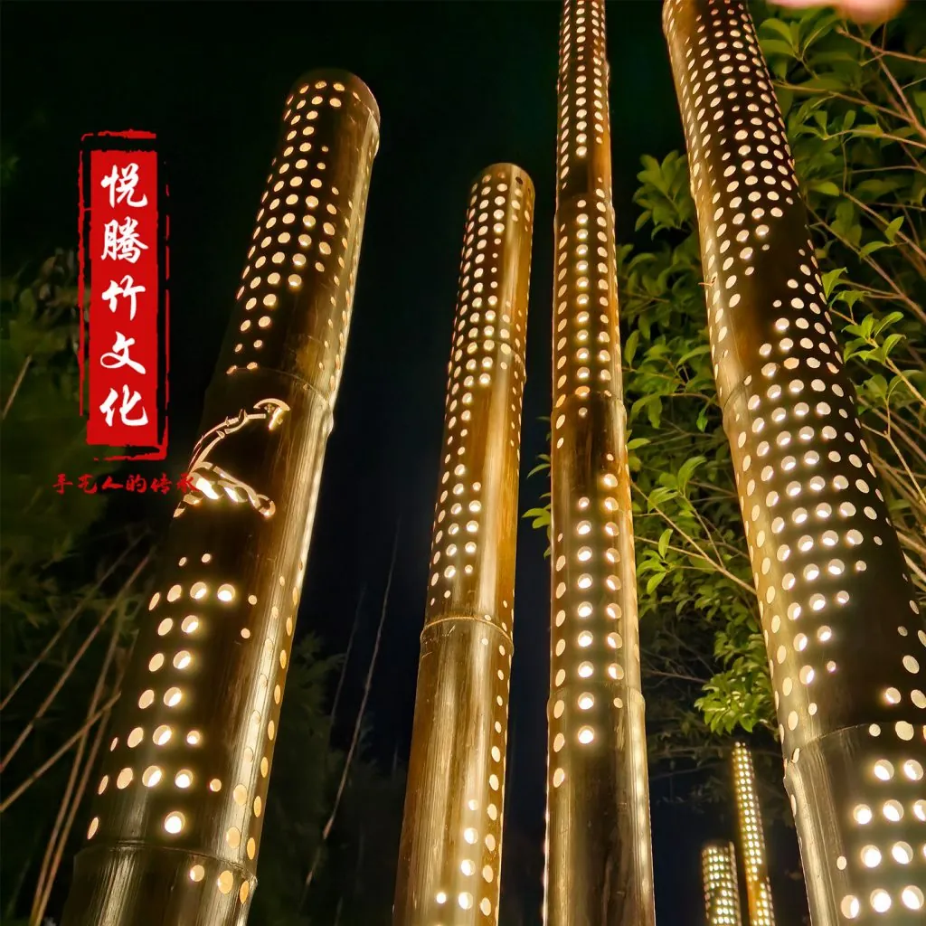 镂空雕刻竹筒灯|悦腾竹文化