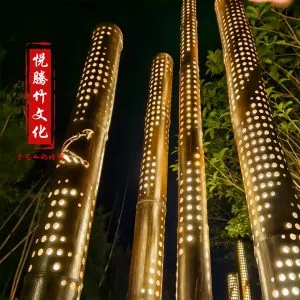 镂空雕刻竹筒灯|悦腾竹文化